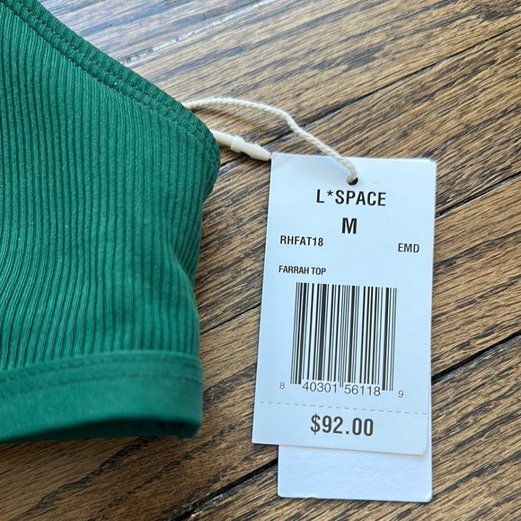 L*Space Green Ribbed Farrah top M - Picture 3 of 7